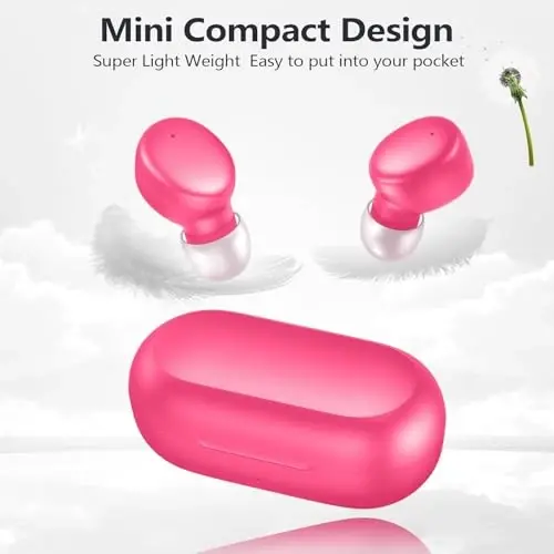 MOZOTER S8 Mini Wireless Earbuds Bluetooth 5.3 in Ear Light-Weight Headphones,60Hrs Playtime Ear Buds with Charging Case,Bluetooth Headsets,Premium Sound with Deep Bass for Sport-Barbiee Pink - 6