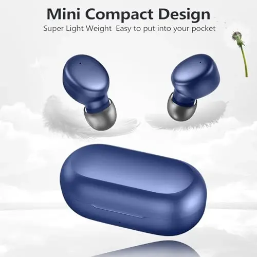 MOZOTER S8 Mini simsiz quloqchinlar Bluetooth 5.3 In Ear Light-Weight Headphones, 60 soatlik tinglash vaqti Zaryadlash qutisi bilan quloqchinlar, O'rnatilgan mikrofonli гарнитура, Sport uchun chuqur bass bilan Premium Sound-Blue - 6