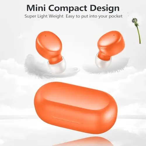 MOZOTER S8 Mini simsiz quloqchinlar Bluetooth 5.3 In Ear Light-Weight Headphones,60 soatlik o'yin vaqti zaryadlash qutisi bilan,Bluetooth гарнитура,Sport uchun chuqur bass bilan premium ovoz-Orange - 12