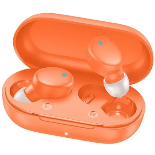 MOZOTER S8 Mini simsiz quloqchinlar Bluetooth 5.3 In Ear Light-Weight Headphones,60 soatlik o'yin vaqti zaryadlash qutisi bilan,Bluetooth гарнитура,Sport uchun chuqur bass bilan premium ovoz-Orange - MOZOTER