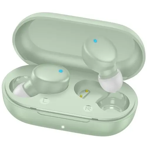 MOZOTER S8 Mini simsiz quloqchinlar Bluetooth 5.3 In Ear yengil vaznli naushniklar, 60 soatlik o'yin vaqti zaryadlash qutisi bilan, o'rnatilgan mikrofonli гарнитура, sport uchun chuqur basli premium ovoz-yashil 