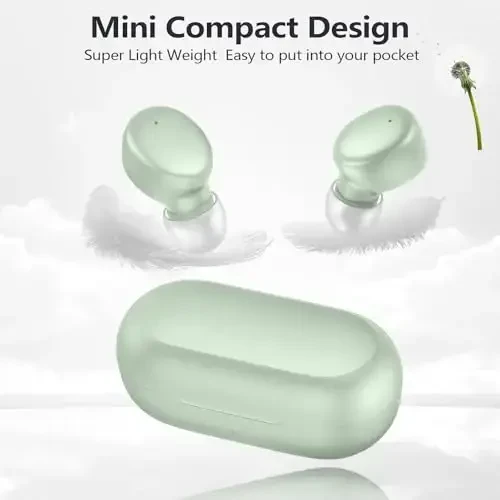 MOZOTER S8 Mini simsiz quloqchinlar Bluetooth 5.3 In Ear yengil vaznli naushniklar, 60 soatlik o'yin vaqti zaryadlash qutisi bilan, o'rnatilgan mikrofonli гарнитура, sport uchun chuqur basli premium ovoz-yashil - 6