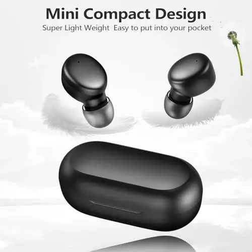 MOZOTER S8 Mini simsiz quloqchinlar Bluetooth 5.3 quloq ichidagi yengil vaznli naushniklar, 60 soatlik musiqa tinglash vaqti zaryadlash qutisi bilan, aqlli uzuk, fitnes trekeri Sport uchun chuqur basli premium ovoz-qora - 6