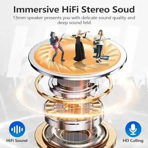 MOZOTER S8 Mini simsiz quloqchinlar Bluetooth 5.3 quloq ichidagi yengil vaznli naushniklar, 60 soatlik musiqa tinglash vaqti zaryadlash qutisi bilan, aqlli uzuk, fitnes trekeri Sport uchun chuqur basli premium ovoz-qora - 3