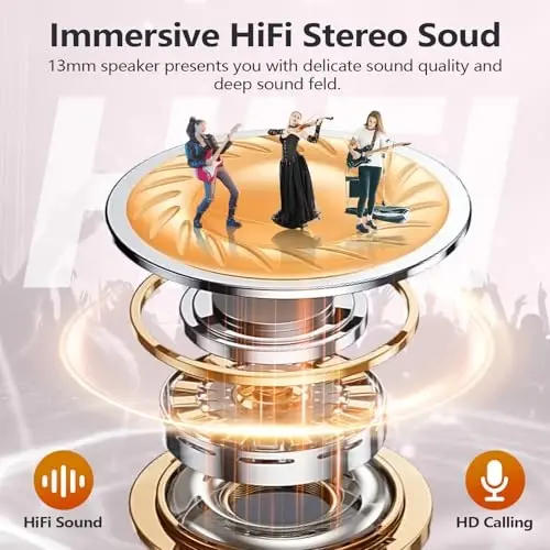 MOZOTER S8 Mini Simsiz Quloqchinlar Bluetooth 5.3 Quloq ichiga Yengil Quloqchinlar, 60 soatlik Oʻyin Quloqlari Zaryadlash Qutisi bilan, Bluetooth Garnituralari, Sport uchun Chuqur Bass bilan Premium Sound-Pushti - 3