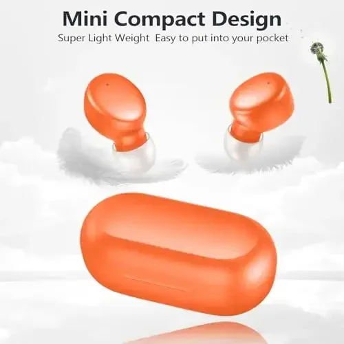 MOZOTER S8 Mini Wireless Earbuds Bluetooth 5.3 in Ear Light-Weight Headphones,60Hrs Playtime Ear Buds with Charging Case,Bluetooth Headsets,Premium Sound with Deep Bass for Sport-Orange - 6