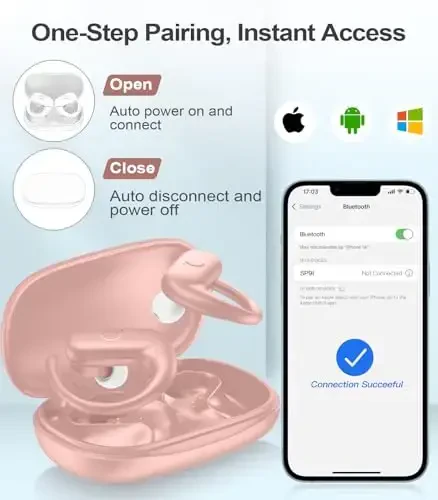 MOZOTER Simsiz Quloqchinlar Bluetooth Eshitish vositasi Sport,Quloq usti chuqur bassli quloqchinlar,60 soatlik oʻyin vaqti Qayta dizayn qilingan qulay quloq ilgaklari bilan yugurish, uchrashuv, mashq qilish uchun - Toza pushti - 6