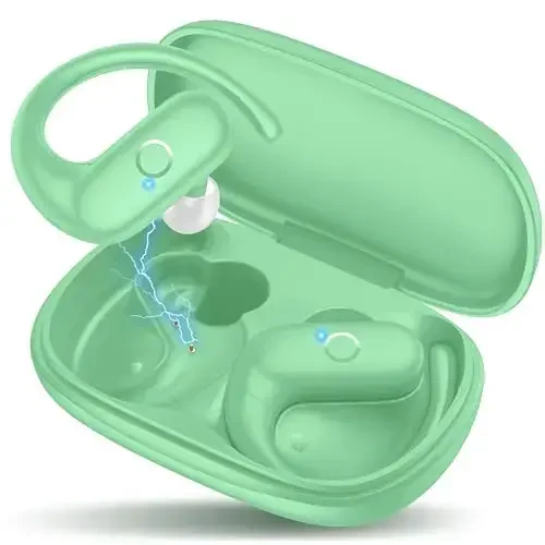 MOZOTER simsiz quloqchinlar Bluetooth naushniklari Sport, chuqur bass ovozi bilan quloq ustidagi kurtaklari, 60 soatlik oʻyin vaqti Eshitish vositalari Qayta ishlangan qulay moslashuv, yugurish, uchrashuv, mashq qilish uchun quloqchinlar bilan - Yashil - 1