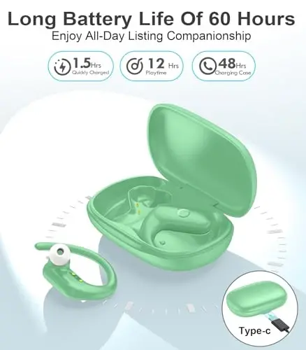 MOZOTER simsiz quloqchinlar Bluetooth naushniklari Sport, chuqur bass ovozi bilan quloq ustidagi kurtaklari, 60 soatlik oʻyin vaqti Eshitish vositalari Qayta ishlangan qulay moslashuv, yugurish, uchrashuv, mashq qilish uchun quloqchinlar bilan - Yashil - 4