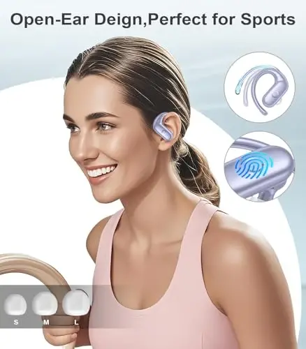 MOZOTER simsiz quloqchinlar Bluetooth naushniklari Sport, Chuqur Bass ovozli quloqchinlar, 60 soatlik o'yin vaqti Quloq ilgaklari bilan qayta ishlangan qulay moslashuv Yugurish, Uchrashuv, Mashq qilish uchun - Binafsha - 5