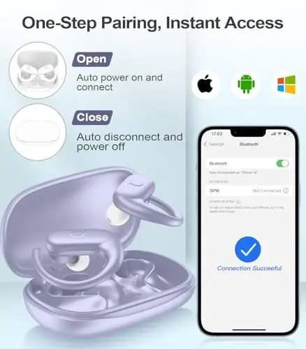 MOZOTER simsiz quloqchinlar Bluetooth naushniklari Sport, Chuqur Bass ovozli quloqchinlar, 60 soatlik o'yin vaqti Quloq ilgaklari bilan qayta ishlangan qulay moslashuv Yugurish, Uchrashuv, Mashq qilish uchun - Binafsha - 6