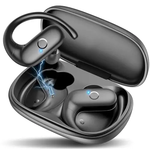 MOZOTER Wireless Earbuds Bluetooth Headphones Sport,Over Ear Buds with Deep Bass Sound,60Hr Playtime Earphones Redesigned Comfort Fit with Earhooks for Running,Meeting,Workout-Black - MOZOTER