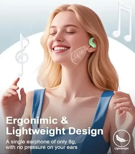 MOZOTER Wireless Earbuds Bluetooth Headphones Sport,Over Ear Buds with Deep Bass Sound,60Hrs Playtime Earphones Redesigned Comfort Fit with Earhooks for Running,Meeting,Workout- Green - 7