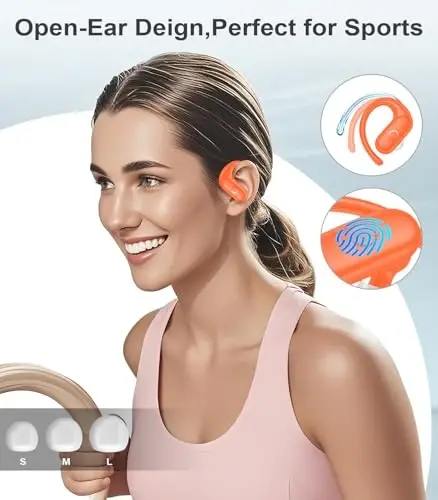 MOZOTER Wireless Earbuds Bluetooth Headphones Sport,Over Ear Buds with Deep Bass Sound,60Hrs Playtime Earphones Redesigned Comfort Fit with Earhooks for Running,Meeting,Workout- Orange - 5