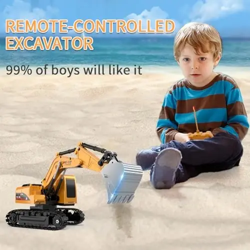 MQDMINI Masofadan boshqariladigan ekskavator o'yinchoqlari - 6 7 8 yoshli o'g'il bolalar uchun ekskavator qurilish o'yinchoqlari, simulyatsiya mini ekskavator, bolalar uchun ta'lim o'yinchoqlari, o'g'il va qizlar uchun Rojdestvo va tug'ilgan kun sovg'alari - 5