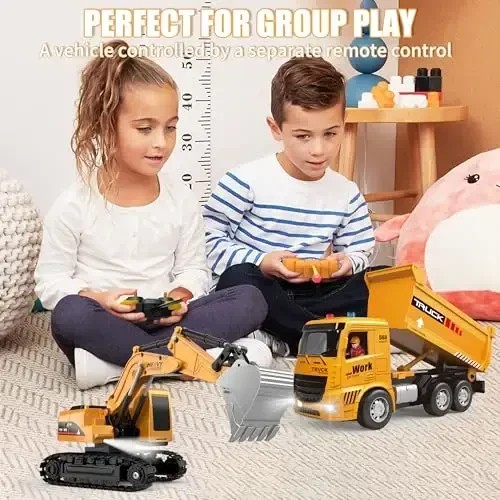 MQDMINI Remote Control Fire Truck Toy - Fireman Fire Truck with Jet Pump and Lights, Red Toy for 3 Year Old Boys, Girls and Toddlers - 7