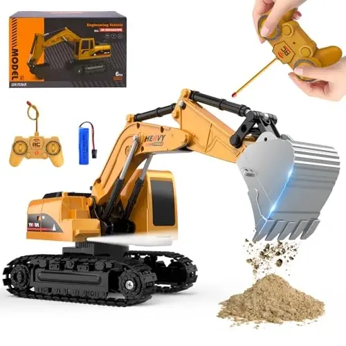 MQDMINI Remote Control Excavator Toys - Excavator Construction Toys for 6 7 8 Years Old Boys, Simulation Mini Excavator, Children's Educational Toys, Christmas and Birthday Gifts for Boys and Girls - 1