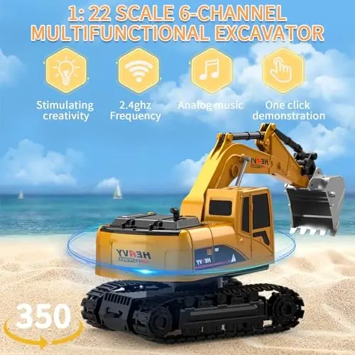 MQDMINI Remote Control Excavator Toys - Excavator Construction Toys for 6 7 8 Years Old Boys, Simulation Mini Excavator, Children's Educational Toys, Christmas and Birthday Gifts for Boys and Girls - 3