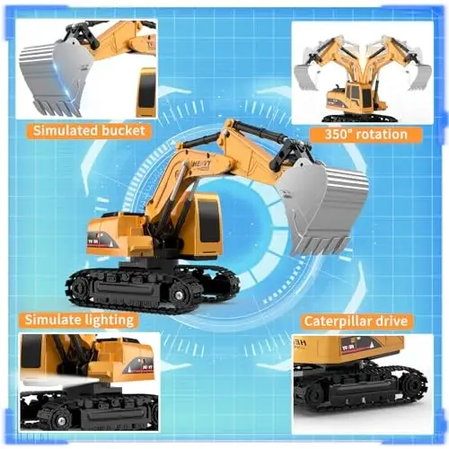 MQDMINI Remote Control Excavator Toys - Excavator Construction Toys for 6 7 8 Years Old Boys, Simulation Mini Excavator, Children's Educational Toys, Christmas and Birthday Gifts for Boys and Girls - 4
