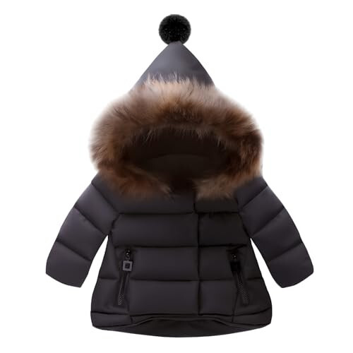 MQQUFF Baby Girls Hooded Snowsuit Winter Warm Fur Collar Hooded Coat Down Windproof Jacket Outerwear - 1