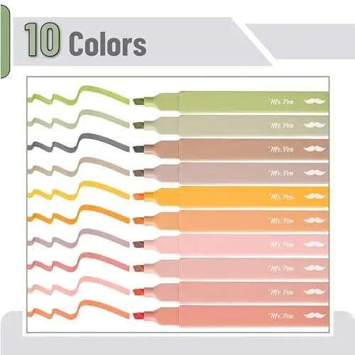 Mr. Pen- Aesthetic Bible Highlighters No Bleed Through, 10 Pack, Boho Colors, Cute Highlighter for Journaling Supplies and School Accessories, Bible Highlighters and Pens No Bleed - 2