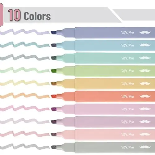 Mr. Pen- Aesthetic Bible Highlighters No Bleed Through, 10 Pack, Retro Colors, Cute Highlighter for Journaling Supplies and School Accessories, Bible Highlighters and Pens No Bleed - MR. PEN (1)