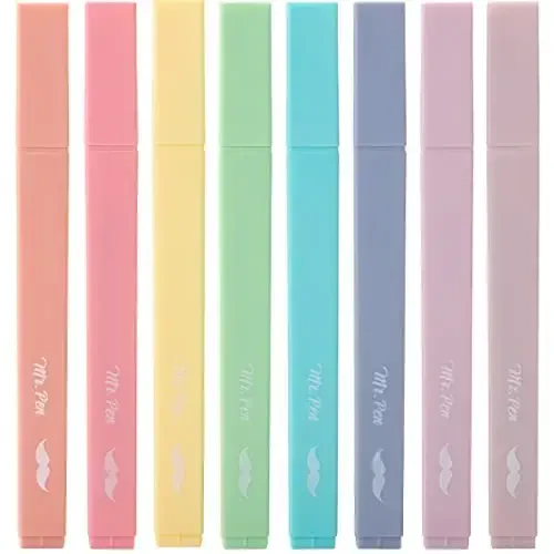 Mr. Pen- Aesthetic Cute Pastel Highlighters Set, 8 pcs, Chisel Tip, Candy Colors, No Bleed Bible Assorted Colors - 1