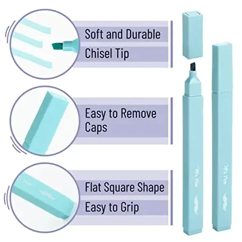 Mr. Pen- Aesthetic Cute Pastel Highlighters Set, 8 pcs, Chisel Tip, Candy Colors, No Bleed Bible Assorted Colors - 3