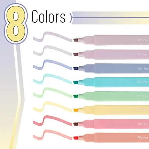 Mr. Pen- Aesthetic Cute Pastel Highlighters Set, 8 pcs, Chisel Tip, Candy Colors, No Bleed Bible Assorted Colors - 2