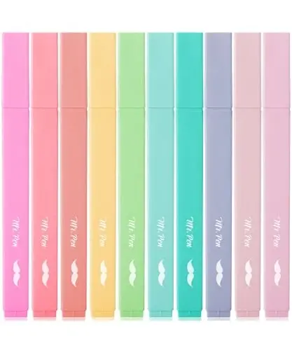 Mr. Pen- Aesthetic Highlighters, 10 pcs, Chisel Tip, Pastel Colors, Cute Highlighters Assorted Colors - MR. PEN