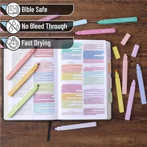 Mr. Pen- Aesthetic Highlighters, 16 pcs, Chisel Tip, Assorted Colors, No Bleed Bible Highlighter Pastel (Pack of 2) - 4