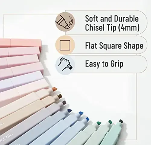 Mr. Pen- Aesthetic Highlighters, 16 pcs, Chisel Tip, Morandi Colors, No Bleed Bible Highlighter Pastel, Assorted Colors, Cute - 3