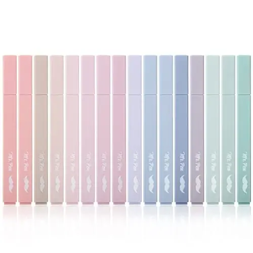 Mr. Pen- Aesthetic Highlighters, 16 pcs, Chisel Tip, Morandi Colors, No Bleed Bible Highlighter Pastel, Assorted Colors, Cute - MR. PEN