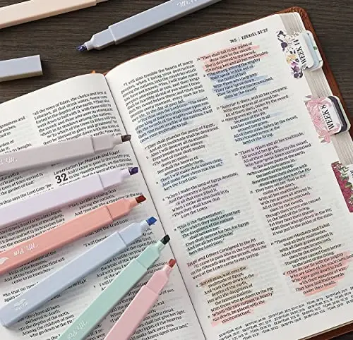 Mr. Pen- Aesthetic Highlighters, 16 pcs, Chisel Tip, Morandi Colors, No Bleed Bible Highlighter Pastel, Assorted Colors, Cute (Pack of 2) - 4