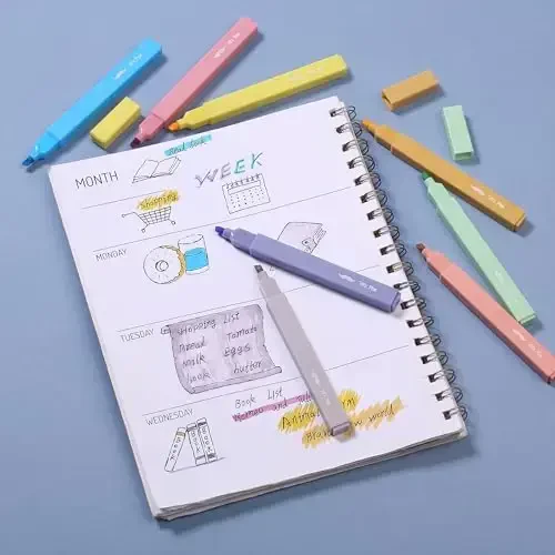 Mr. Pen Aesthetic Highlighters, 8 dona, kesilgan uchli, turli ranglar, qonamaydigan Injil markerlari - 7
