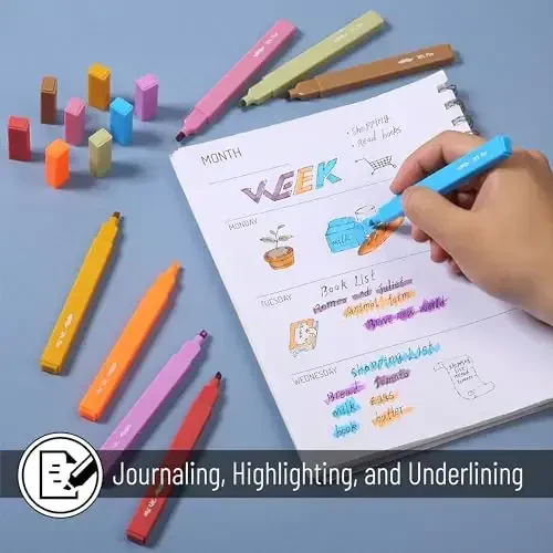 Mr. Pen Aesthetic Highlighters - 8 dona, Keski uchi, Issiq ranglar, Yoqimli turli xil Injil markerlari - Oqmaydi - 5