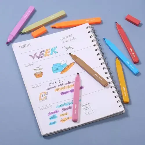 Mr. Pen Aesthetic Highlighters - 8 dona, Keski uchi, Issiq ranglar, Yoqimli turli xil Injil markerlari - Oqmaydi - 7