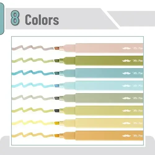 Mr. Pen- Aesthetic Highlighters, 8 Pack, Chisel Tip, Natural Vintage, Cute Highlighters Assorted Colors - MR. PEN (1)