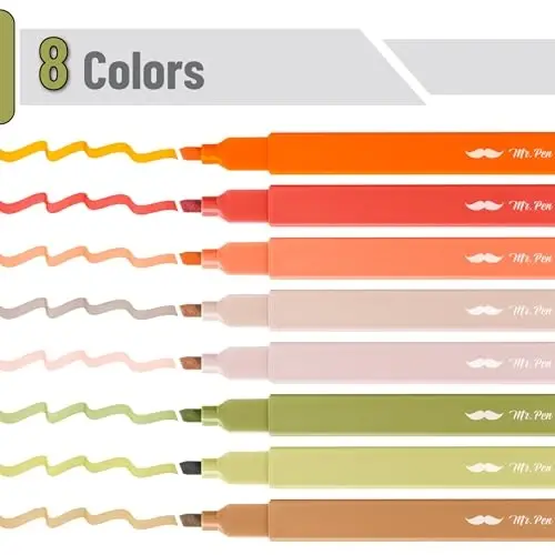 Mr. Pen- Aesthetic Highlighters, 8 Pack, Chisel Tip, Autumn Earth, Cute Highlighters Assorted Colors, Back to School Supplies - 2