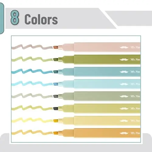 Mr. Pen- Aesthetic Highlighters, 8 Pack, Chisel Tip, Natural Vintage, Cute Highlighters Assorted Colors - MR. PEN (1)