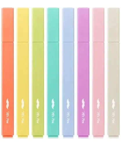 Mr. Pen- Aesthetic Highlighters, 8 Pack, Chisel Tip, Retro Colors, Cute Highlighters Assorted Colors, Cute Markers - MR. PEN