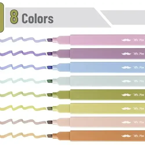 Mr. Pen- Aesthetic Highlighters, 8 Pack, Chisel Tip, Verdant Earth, Cute Highlighters Assorted Colors - MR. PEN (1)