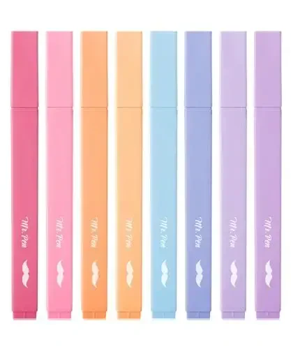 Mr. Pen- Aesthetic Highlighters, 8 pcs, Chisel Tip, Assorted Colors, No Bleed Bible Highlighter Pastel 