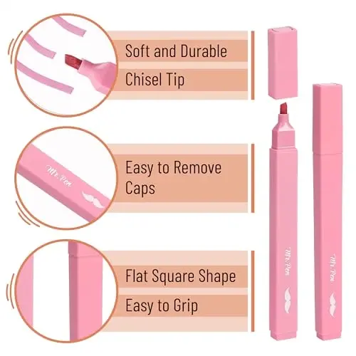 Mr. Pen- Aesthetic Highlighters, 8 pcs, Chisel Tip, Assorted Colors, No Bleed Bible Highlighter Pastel - 3