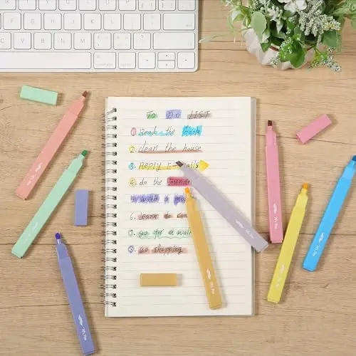 Mr. Pen Aesthetic Highlighters, 8 pcs, Chisel Tip, Assorted Colors, No Bleed Bible Highlighters - 6