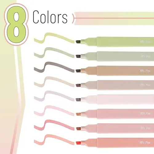 Mr. Pen- Aesthetic Highlighters, 8 pcs, Chisel Tip, Boho Colors, No Bleed Bible Highlighter Pastel, Assorted Colors, Cute (Pack of 2) - MR. PEN (1)