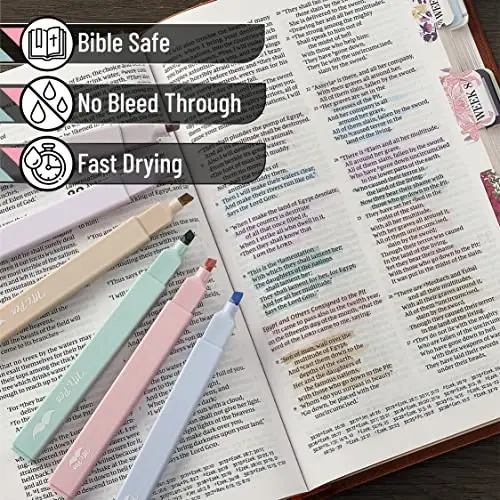 Mr. Pen Aesthetic Highlighters - 8 pcs Chisel Tip Morandi Colors No Bleed Bible Pastel Highlighter Set - 5