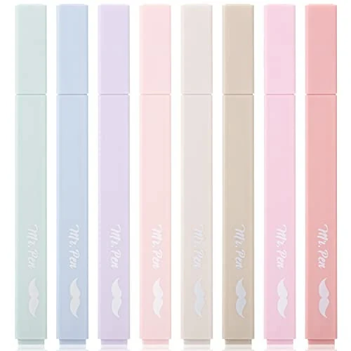 Mr. Pen- Aesthetic Highlighters, 8 Pcs, Chisel Tip, Muted Pastel Color, No Bleed Bible Highlighter Pastel, Highlighters Assorted Colors, Pastel Highlighter Set, Aesthetic School Supplies - MODAZONE