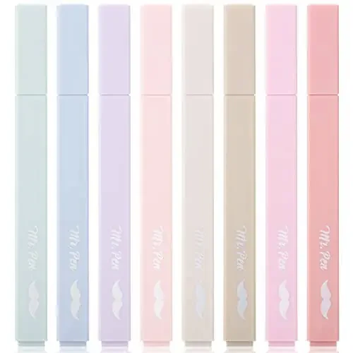 Mr. Pen- Aesthetic Highlighters, 8 Pcs, Chisel Tip, Muted Pastel Color, No Bleed Bible Highlighter Pastel, Highlighters Assorted Colors, Pastel Highlighter Set, Aesthetic School Supplies - 1