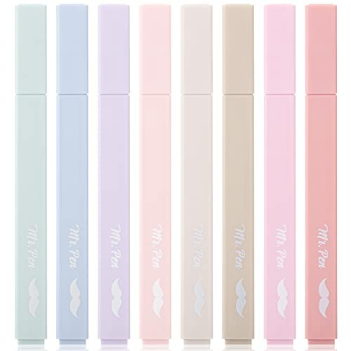 Mr. Pen- Aesthetic Highlighters, 8 Pcs, Chisel Tip, Muted Pastel Color, No Bleed Bible Highlighter Pastel, Highlighters Assorted Colors, Pastel Highlighter Set, Aesthetic School Supplies - 1